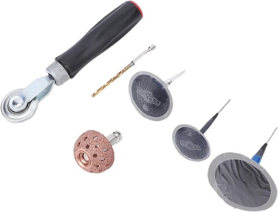 Bandenreparatieset - Lekke band reparatie - Onderweg repareren - Complete set - 27 delig - Grijs