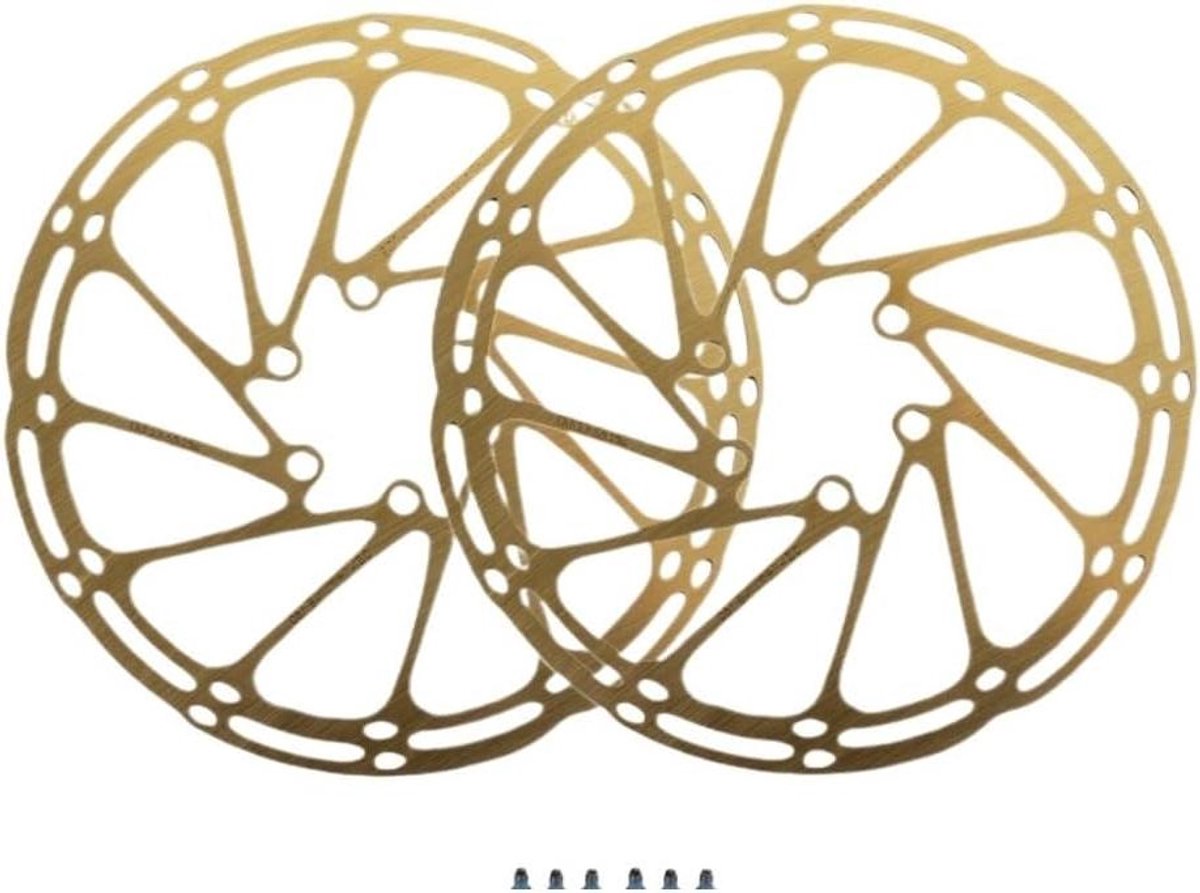 Fiets Rem Schijf - Remrotor - Veilig Fietsen - Roestvrij Staal - 203mm - Goud