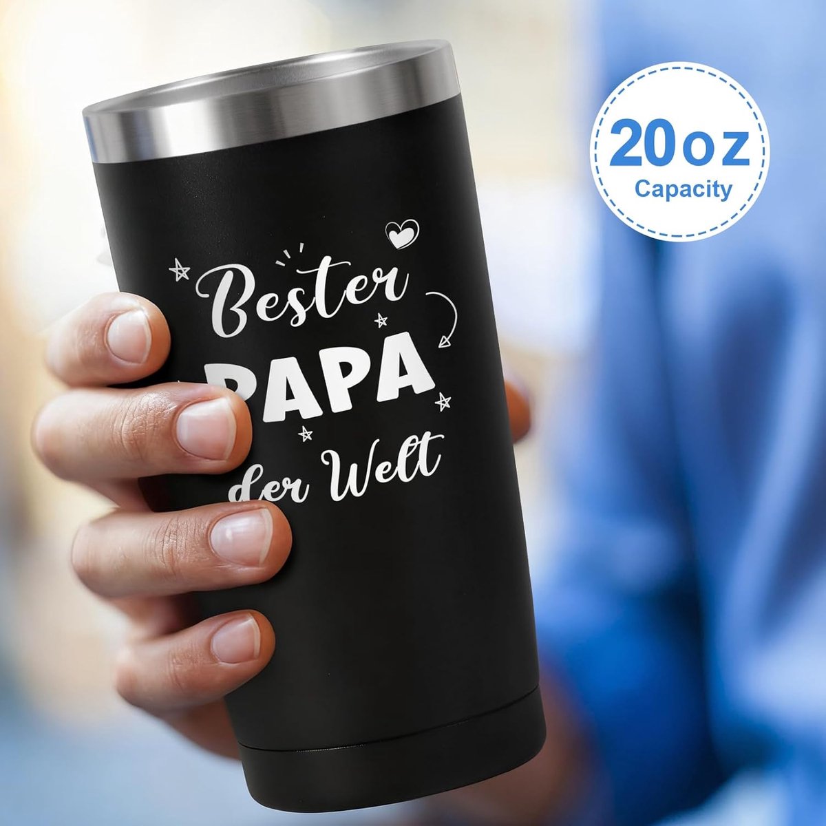 Thermobeker Set - Wijnbeker Mok - Dranken Meenemen - Beste ter wereld - 600 ml - Wit — cadeau in Koken & Dineren - foto 3