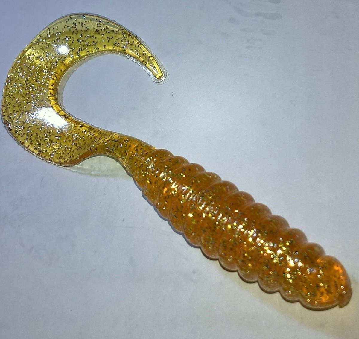 Mann's Twister 7cm Geel met Zilver Glitter - Vis Aas