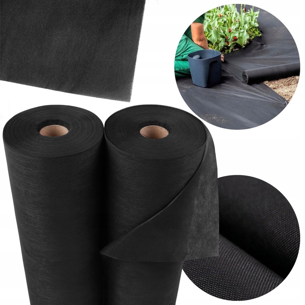 Antikruiddoek 50g/m² Zwart 1,6x100m UV-bestendig