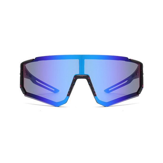 Zonnebril - Fiets - Sport - Festival bril - Rave - Voor kinderen - Semi randloos - Met zwarte pootjes - Blauw spiegelglas — afbeelding 2