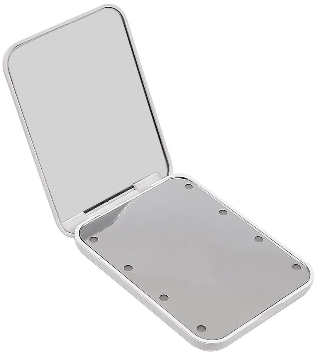Dailygoods - Mini LED Zakspiegel Compact Opvouwbaar Dubbelzijdig Wit