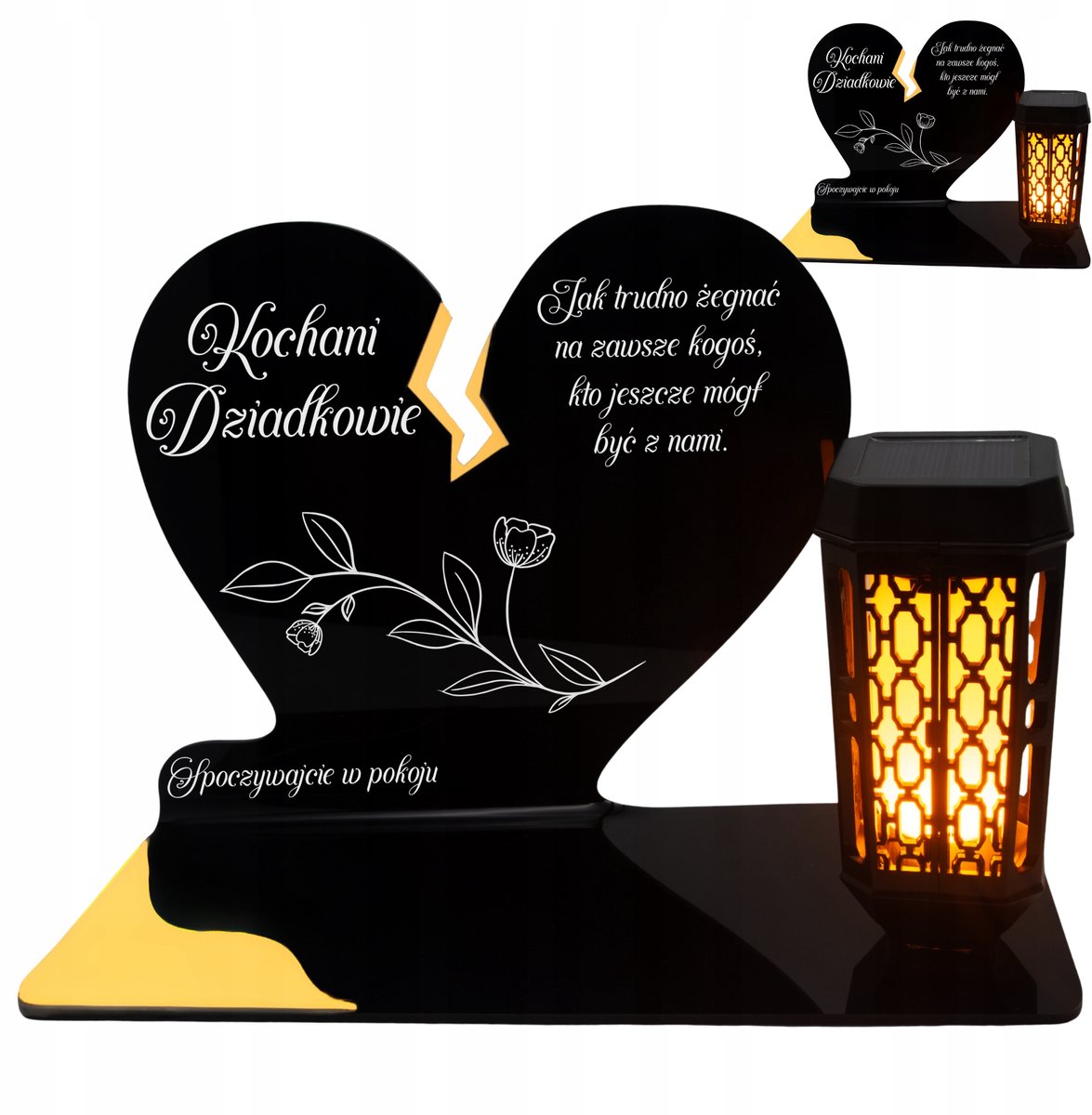 Zonnegraflicht Hart voor Grootouders, LED Grafdecoratie, Goud