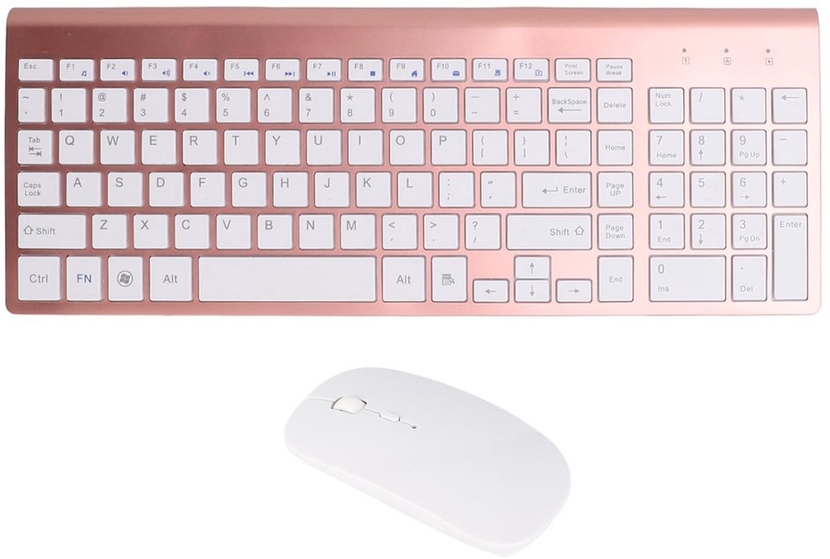 Dailygoods - Draadloze toetsenbord- en muiscombinatie - Ultradunne - Ergonomisch ontwerp - Rosé goud - Stille toetsen - Geschikt voor desktopcomputers...