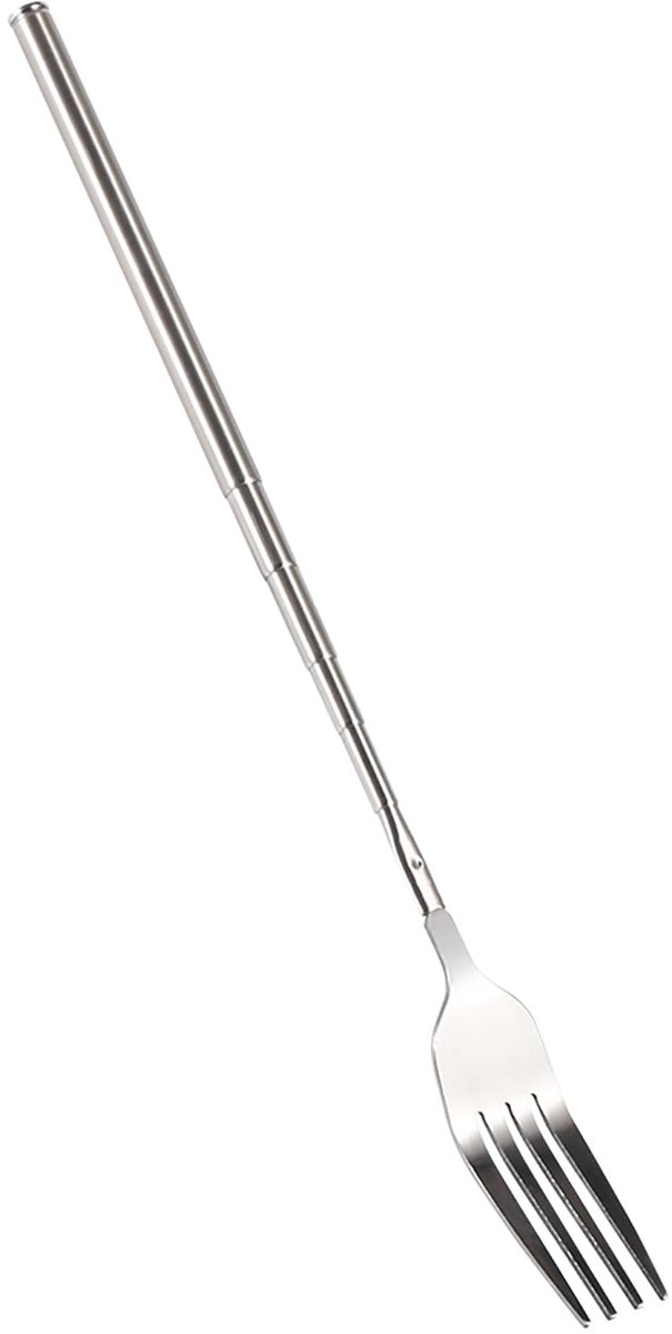 Dailygoods- BBQ Vork Uitschuifbaar 22-64 cm - Roestvrij Staal - Verstelbare Lengte - Veilig en Hygiënisch - Lange Steel - Flexibel Ontwerp - Grillvork