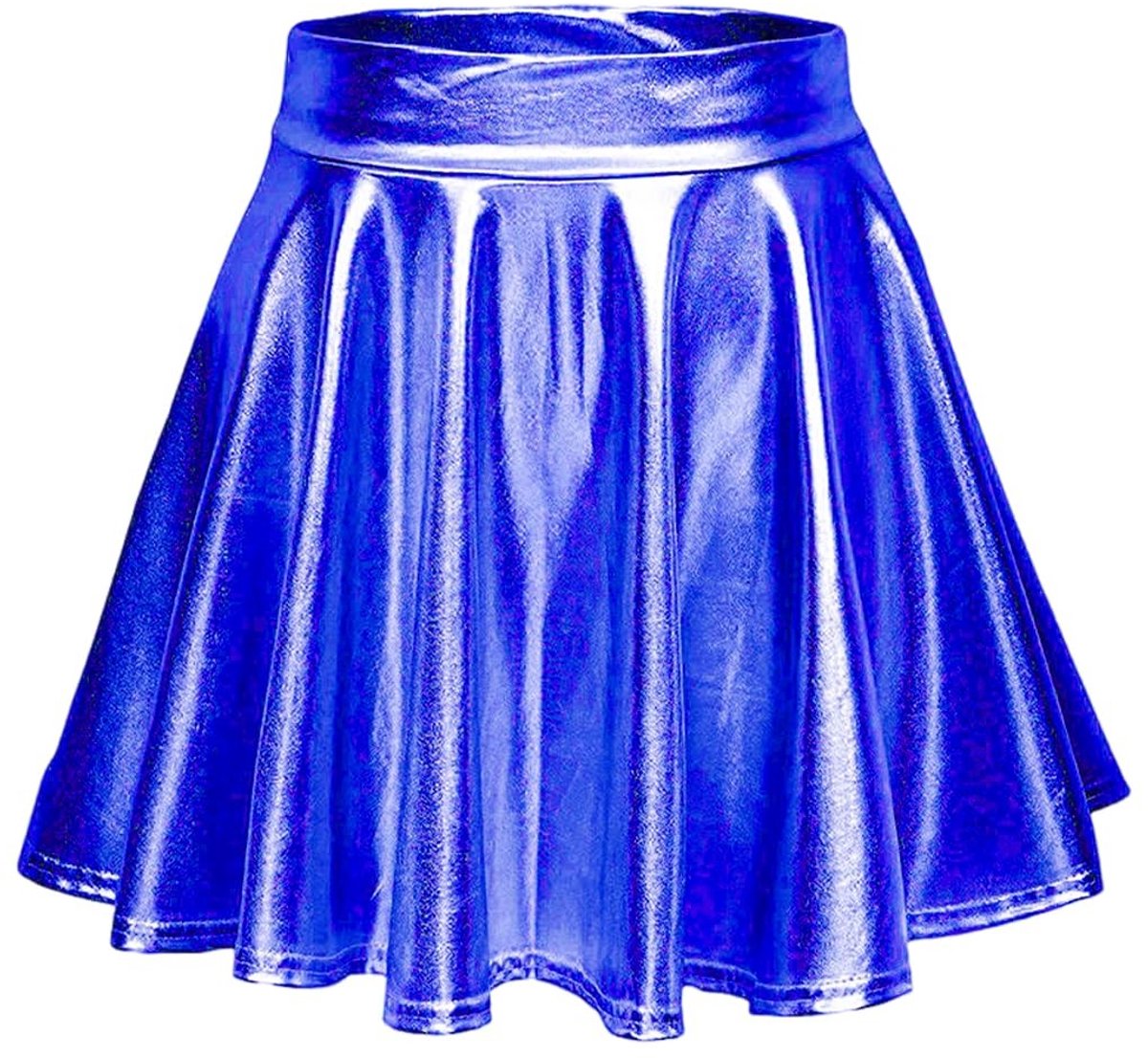 Dailygoods- Metalen Rok - Hoogwaardige Stof - Korte Plooirok - Elastische Tailleband - Lichtgewicht - Metallic Glans - Geschikt voor Feest/Cosplay - Feestrok