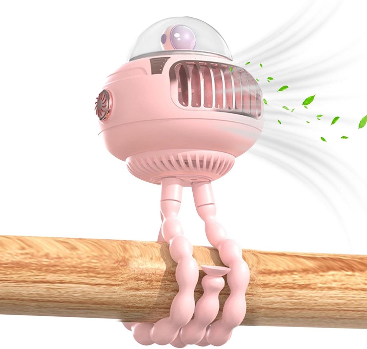 Draagzak Ventilator - Octopus Koeler - Baby Koel Houden - Meerrichtingsverstelling - Compact Ontwerp - Roze