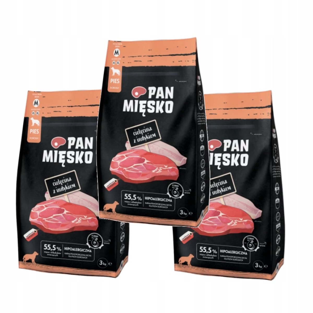 PAN MIĘSKO Pan Mięsko Cielęcina met Kalkoen - Droog Hondenvoer - Hipoallergeen - 3x3kg