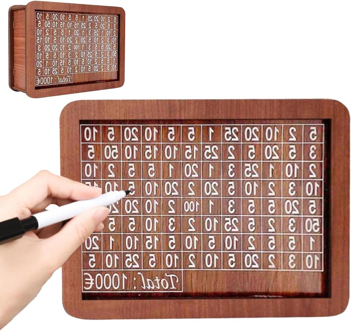 Houten Spaarpot - Geldkistje Kinderen - Geld Besparen - Numerieke Tekens - 23 x 17.8 cm - Niet gespecificeerd