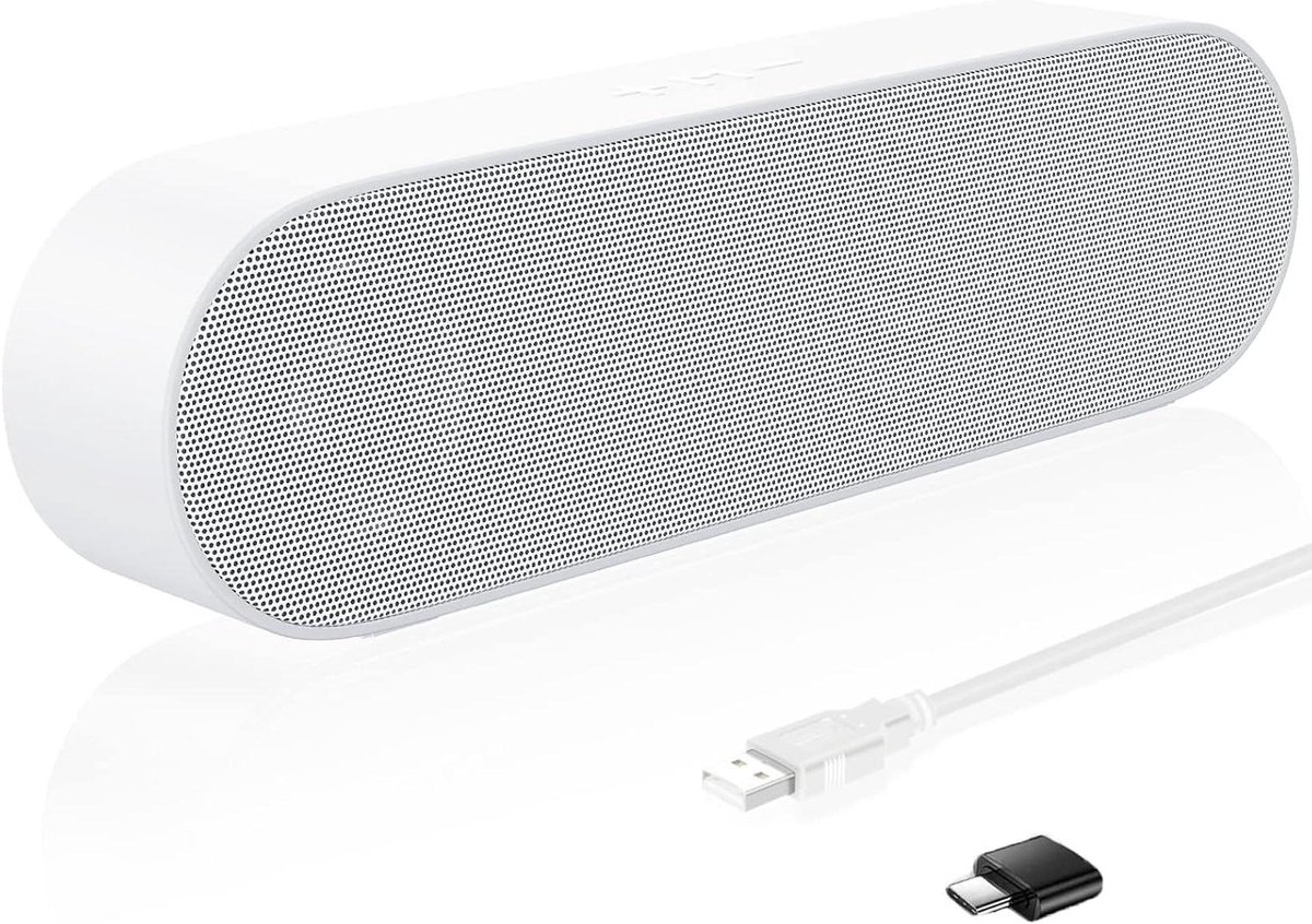 PC Luidsprekers - Computer Geluid - Muziek Luisteren - Ruimtebesparend Ontwerp - USB Aangedreven - Wit