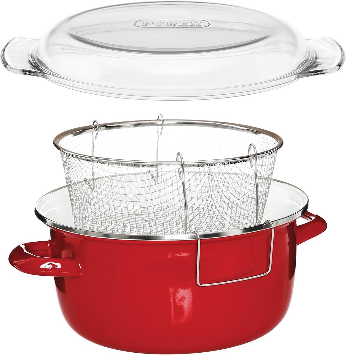 Friteuse - Frituurpan - Lekkere Snacks - Vaatwasmachinebestendig - 5 Liter - Rood