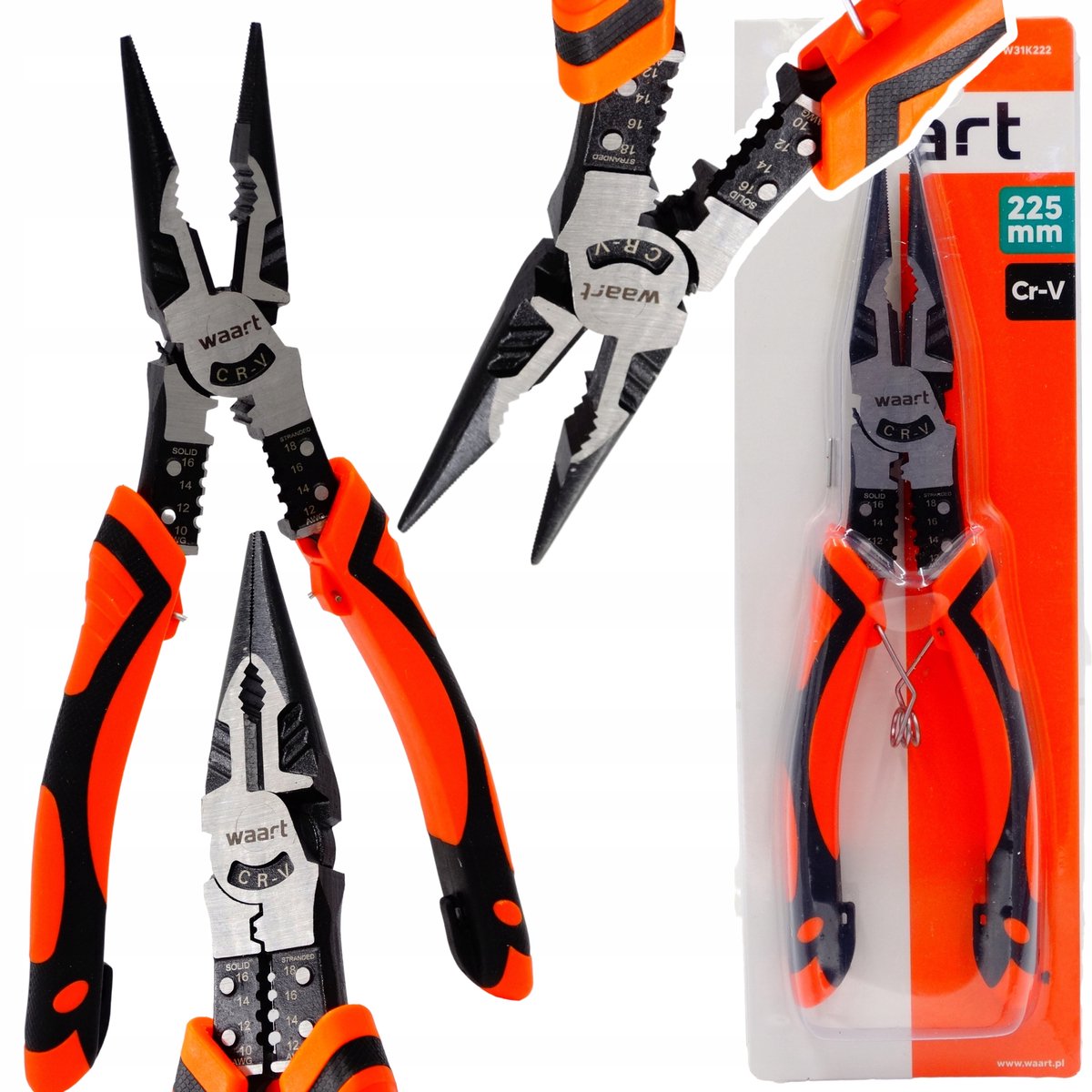 Waart Multifunctionele Verlengde Tang 225mm 9" - Duurzaam & Ergonomisch
