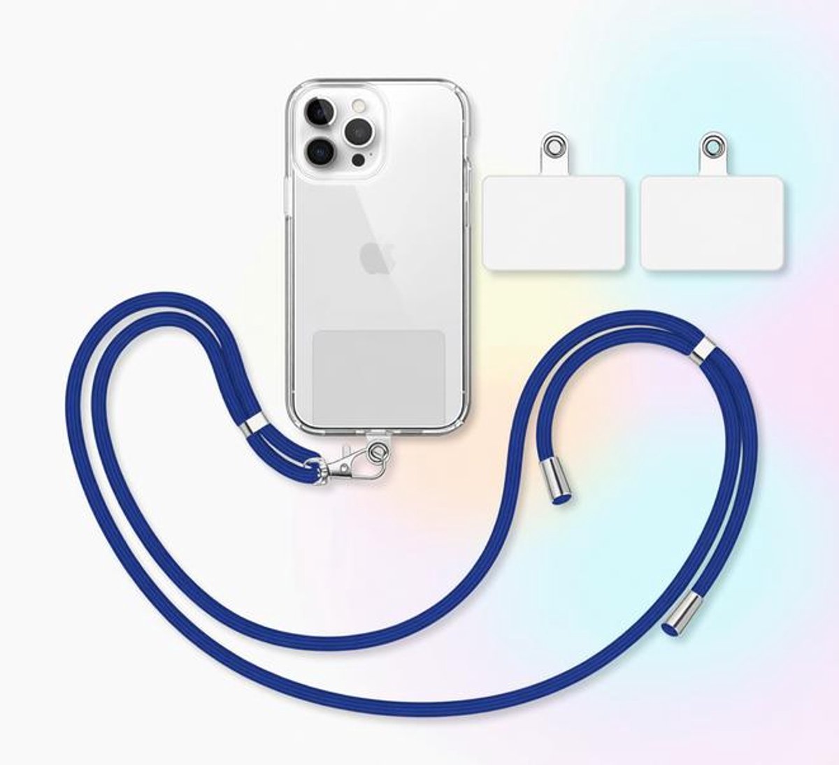 Maison Elara Lanyard Koord Holder Strap Universele Telefoonkoord met Patch - Elektrisch Blauw + 2 Extra Ondersteuningspatches - Smartphone Telefoonhouder Ketting Keycord Kaarthouder