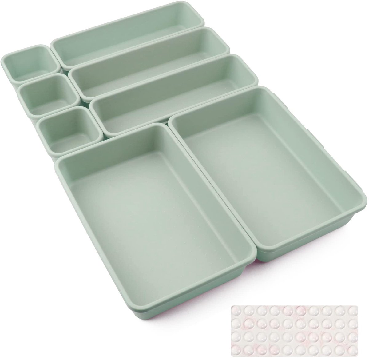 Lade Organizer Bakjes - 8-delig - 3 Maten - Kunststof Opbergset - Voor Make-up, Sieraden en Accessoires - Groen
