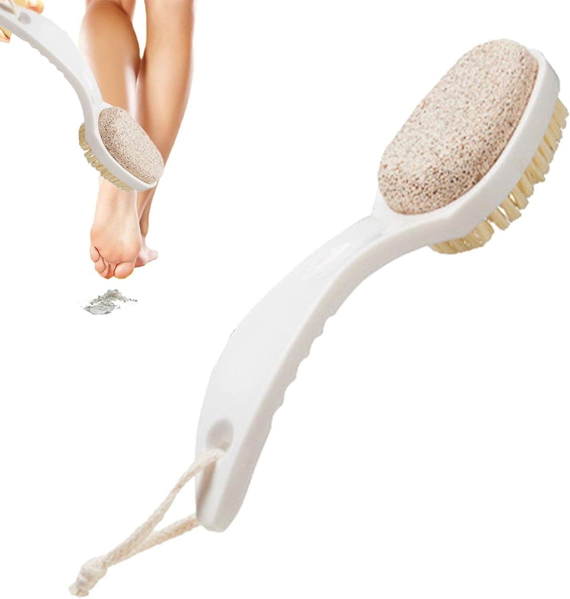 Voet Scrub Borstel - Pumice Stone - Voetverzorging Thuis - 2-in-1 Ontwerp - 20 cm Lengte - Grijs