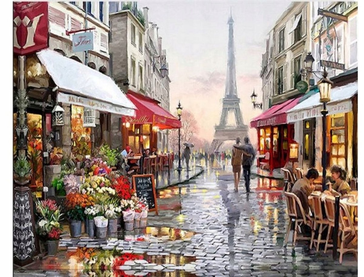 Diamond Painting Kit: Parijse straat 40x30cm