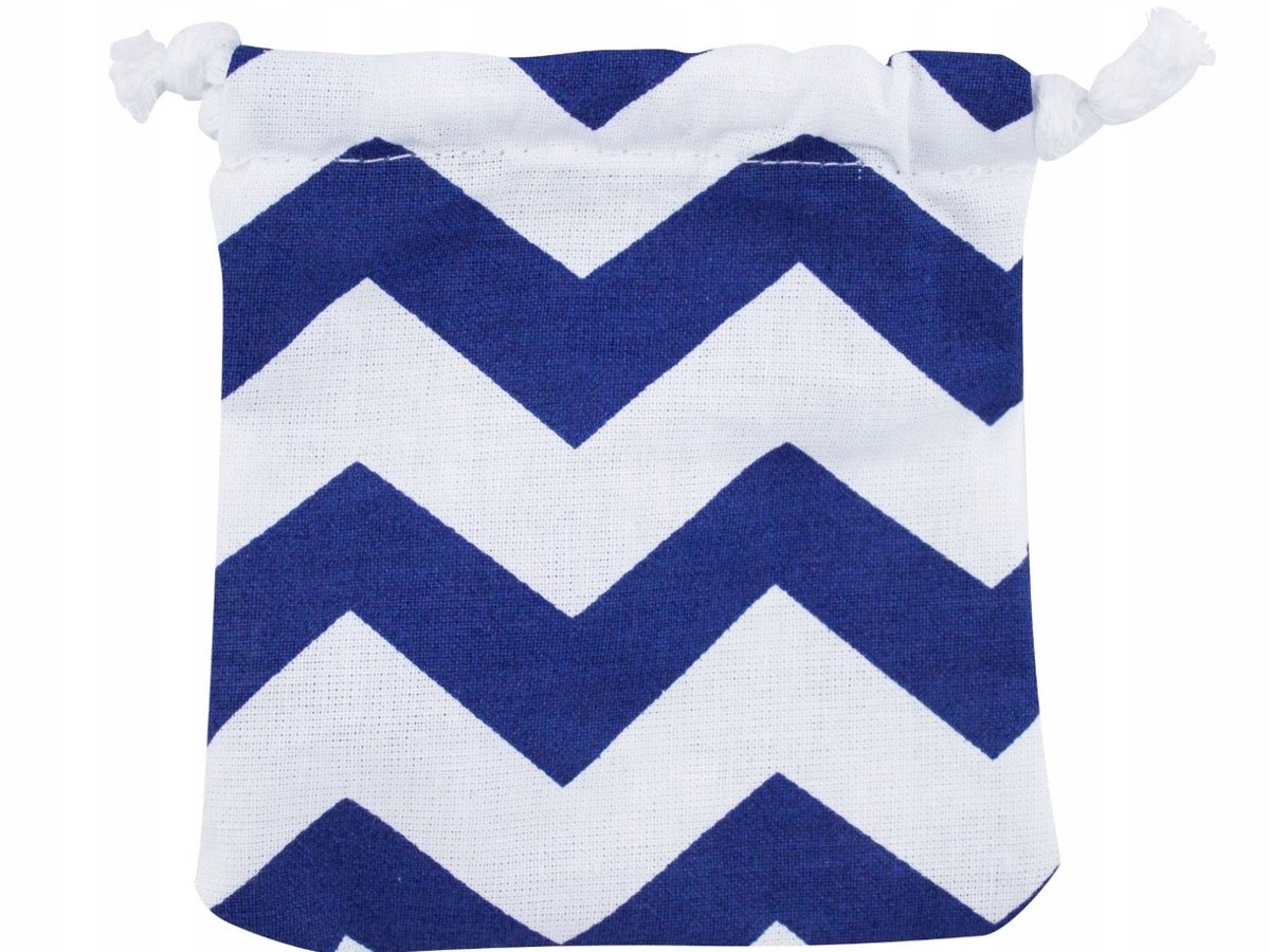 Katoenen Zakje Zyg-Zak 25x25 cm Blauw-Wit 145g voor kleine spoelen