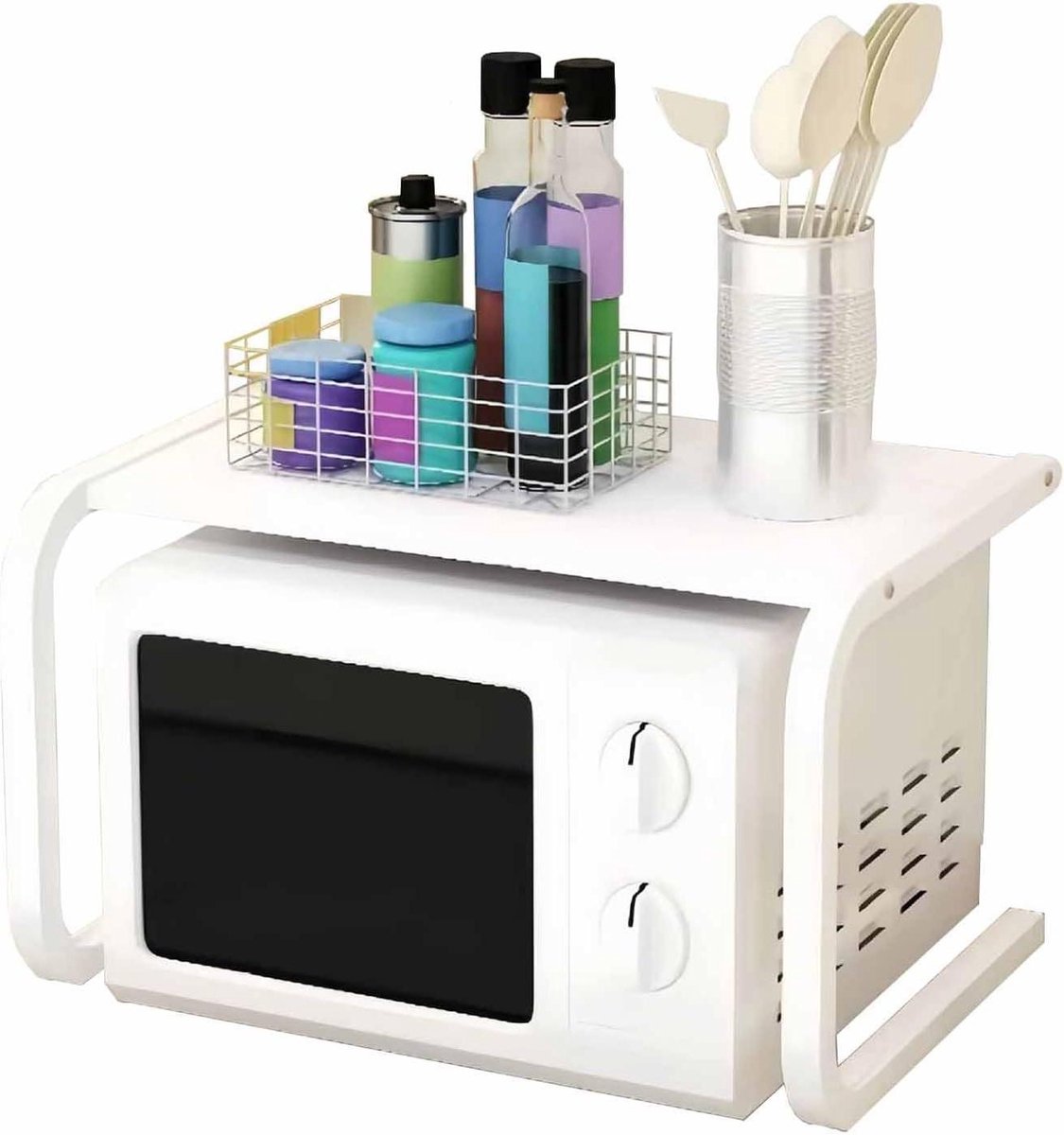 Magnetron rek - Aanrecht organizer - Keuken opbergen - Roestvrij staal - Eén maat - Wit