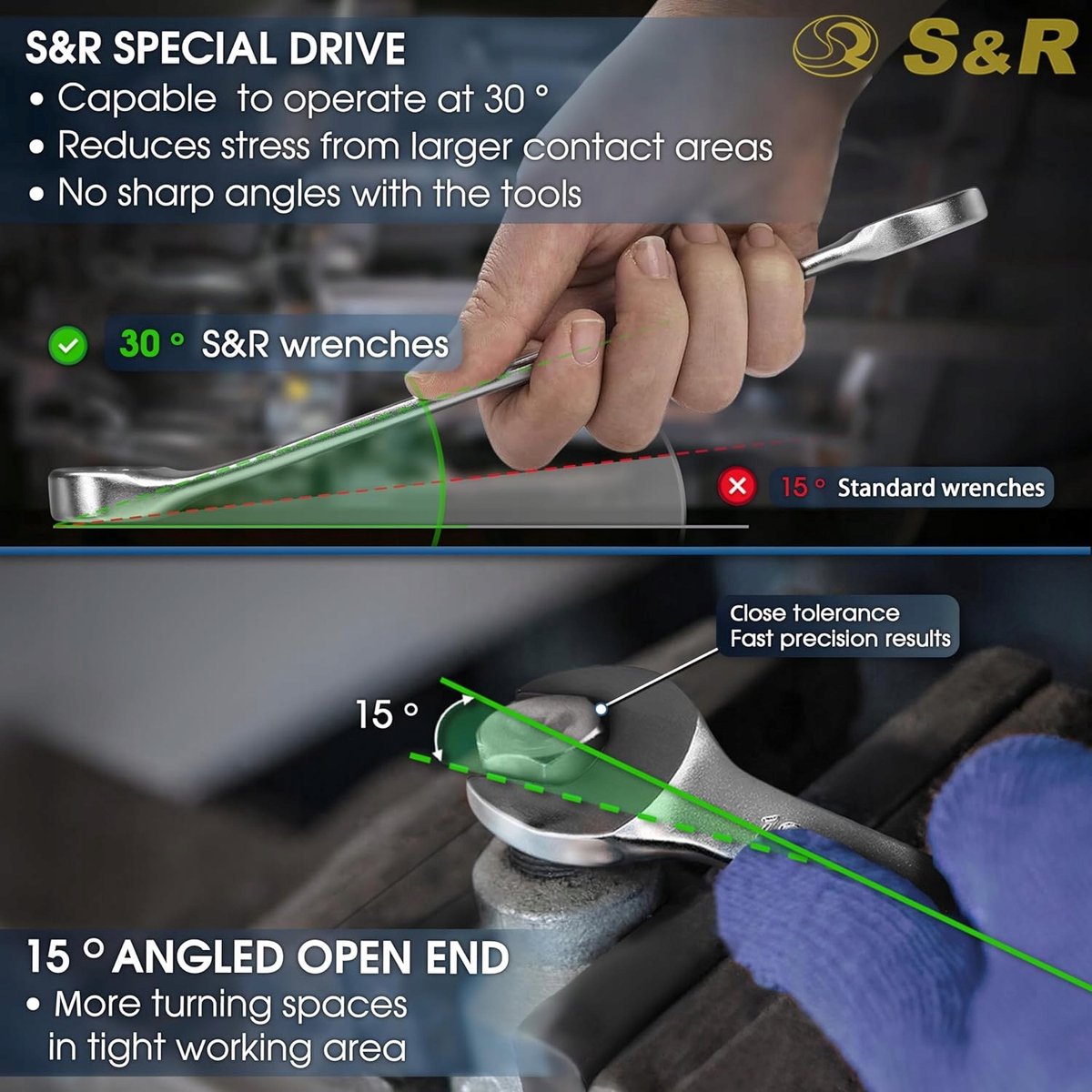 S&R Ringsleutel 11mm met Ratel, 72 Tanden, Cr-V, Links/Rechts