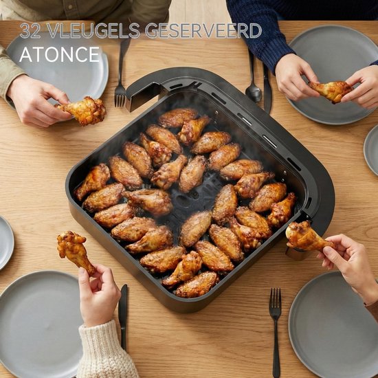 Pizza Oven-Airfryer Oven - Heteluchtfriteuse - 11-in-1 Programma’s - Dubbele Verwarming - 2200 W - Voor Keuken - 38,5 x 35 x 20,5 cm - Zwart — afbeelding 5