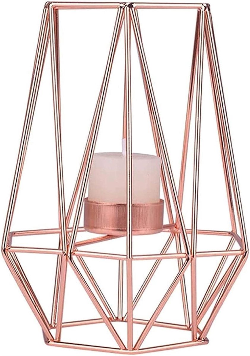 Kandelaars Zeshoekig - Theelicht Houder - Sfeerverlichting Creëren - Geometrisch Hol Ontwerp - Niet gespecificeerd - Roze