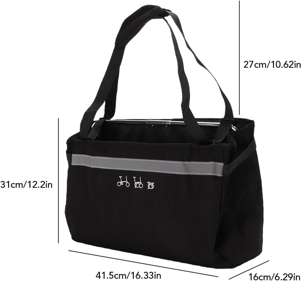 Fietsmand Vooraan - Stuurtas Fiets - Boodschappen Vervoeren - Grote Capaciteit - 42x31x11 cm - Zwart
