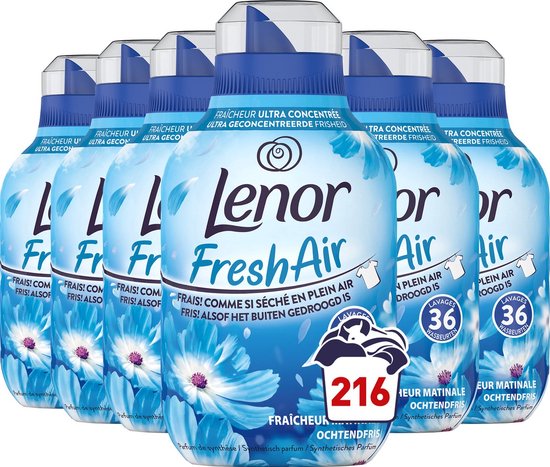 Lenor Fresh Air Adoucissant - Fraîcheur Matinale - 6 x 36 Lavages