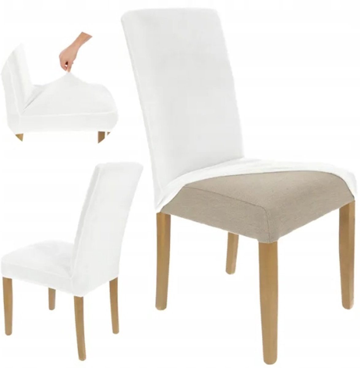 Elastische Stoelhoes Wit Velours - Dik & Luxe