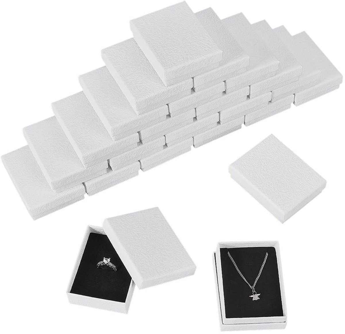 SMOAKEZ - 16 Stuks Witte Kartonnen Sieraden Dozen - Perfect voor Geschenken en Display