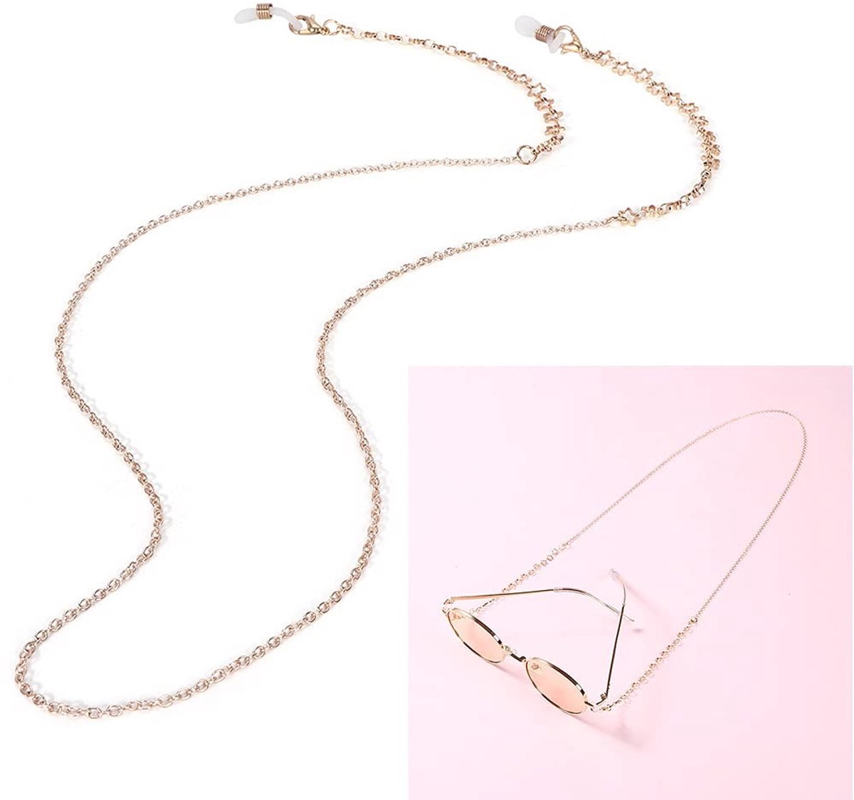 LIVIA HOME- Zonnebril Houder Antislip - Brillenkoord - Brillenketting Dames - 3 Stuks - Hoogwaardige Legering - Elegant Design