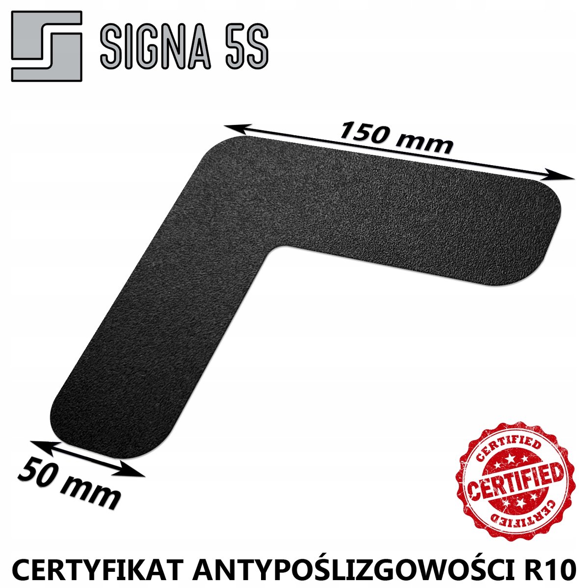 SIGNA 5S Vloermarkering Hoek 150x150mm Zwart Antislip R10