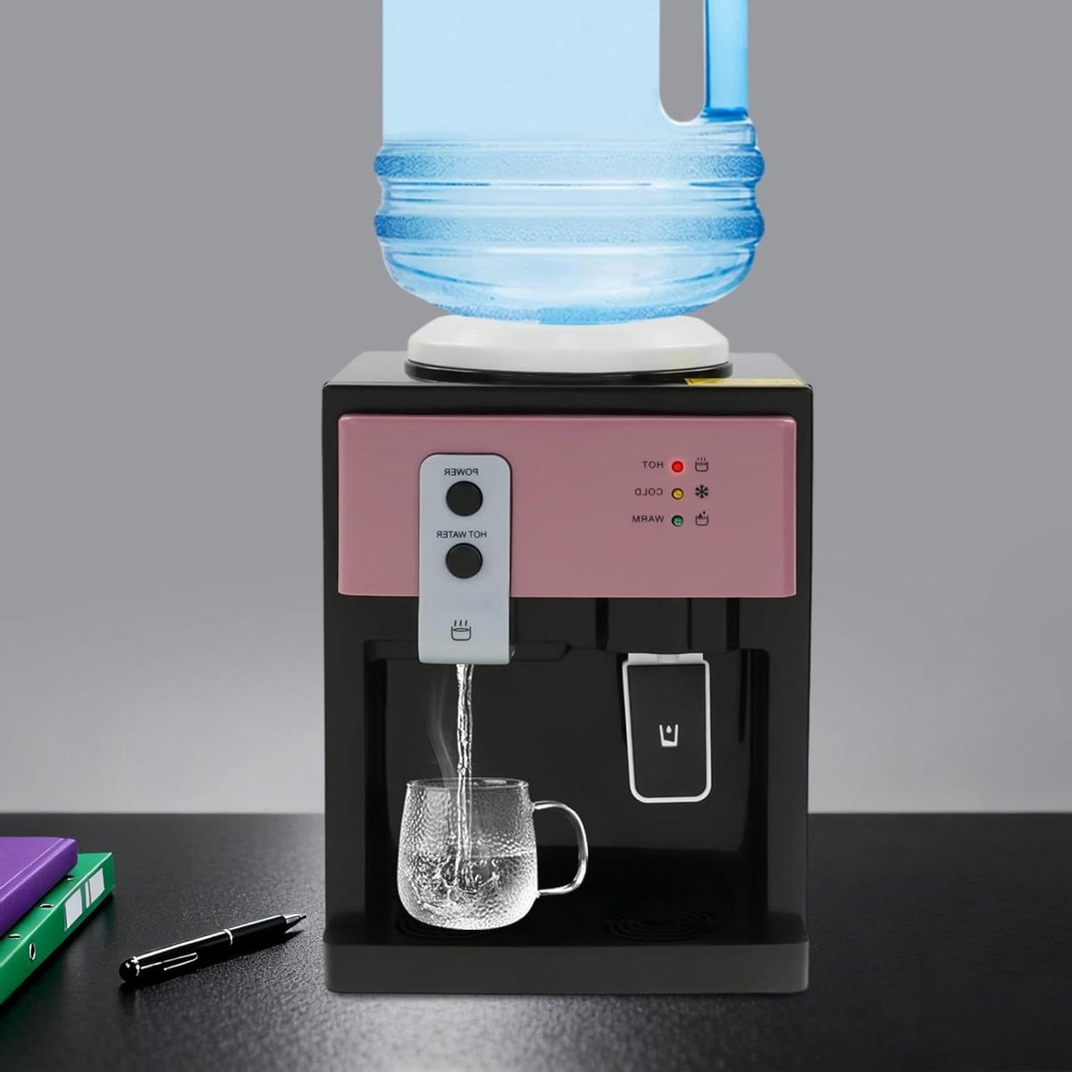 Elektrische Waterdispenser - Warm Koud Water - Direct Drinken - Energiebesparend Ontwerp - Voor 1.1-4.9L Flessen - Roze
