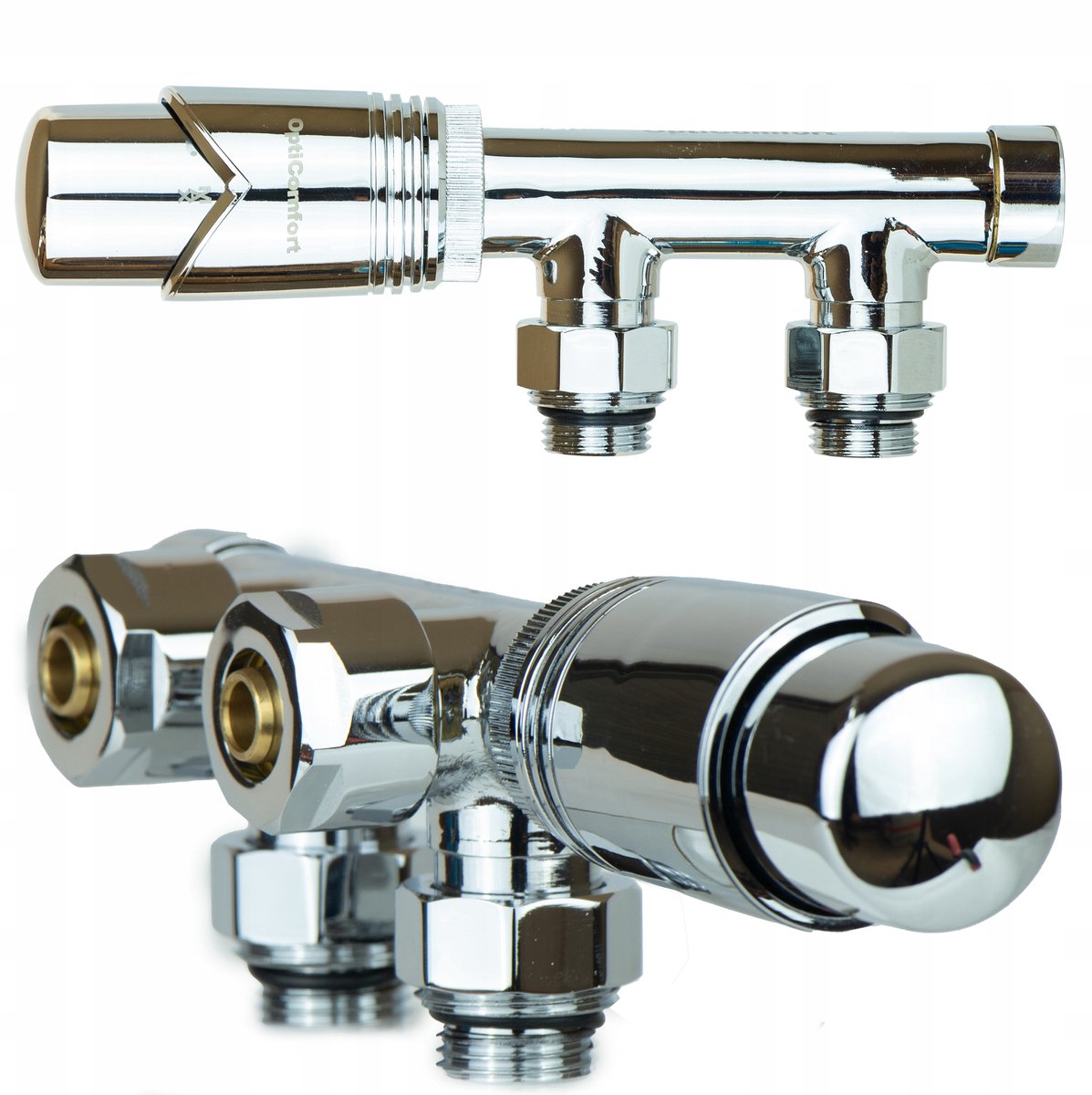 Thermostatische Radiatorafsluiter Duoplex Hoek Chroom Links/Rechts