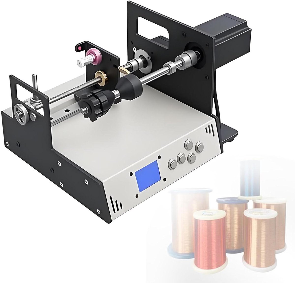 Automatische Wikkelmachine - Spoelwikkelmachine - Spoelen Wikkelen - Intelligent Programma - 1200rpm - Zwart