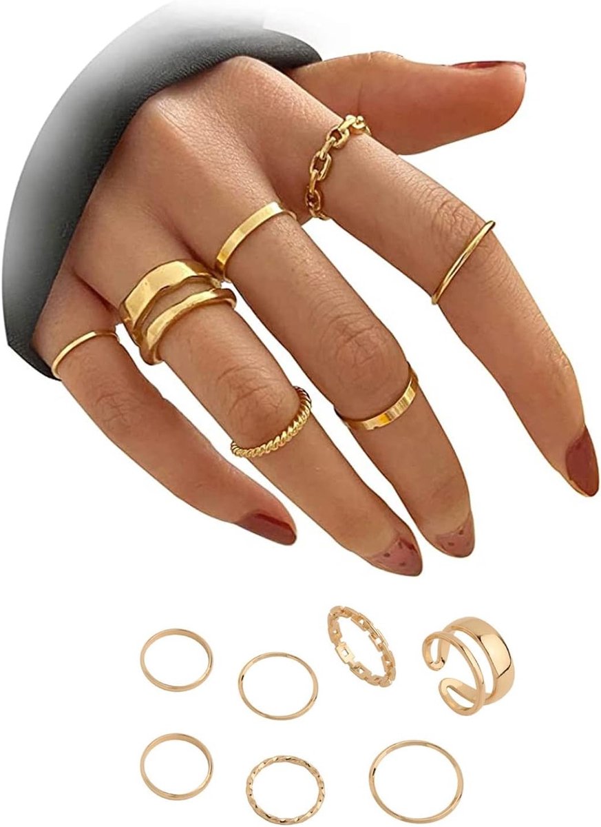 Set van Vintage Boho Midi Ringen voor Vrouwen en Meisjes - Slangenketting Stacking Ringen, Geschikt voor Alle Vingers en Stijlvolle Accessoires