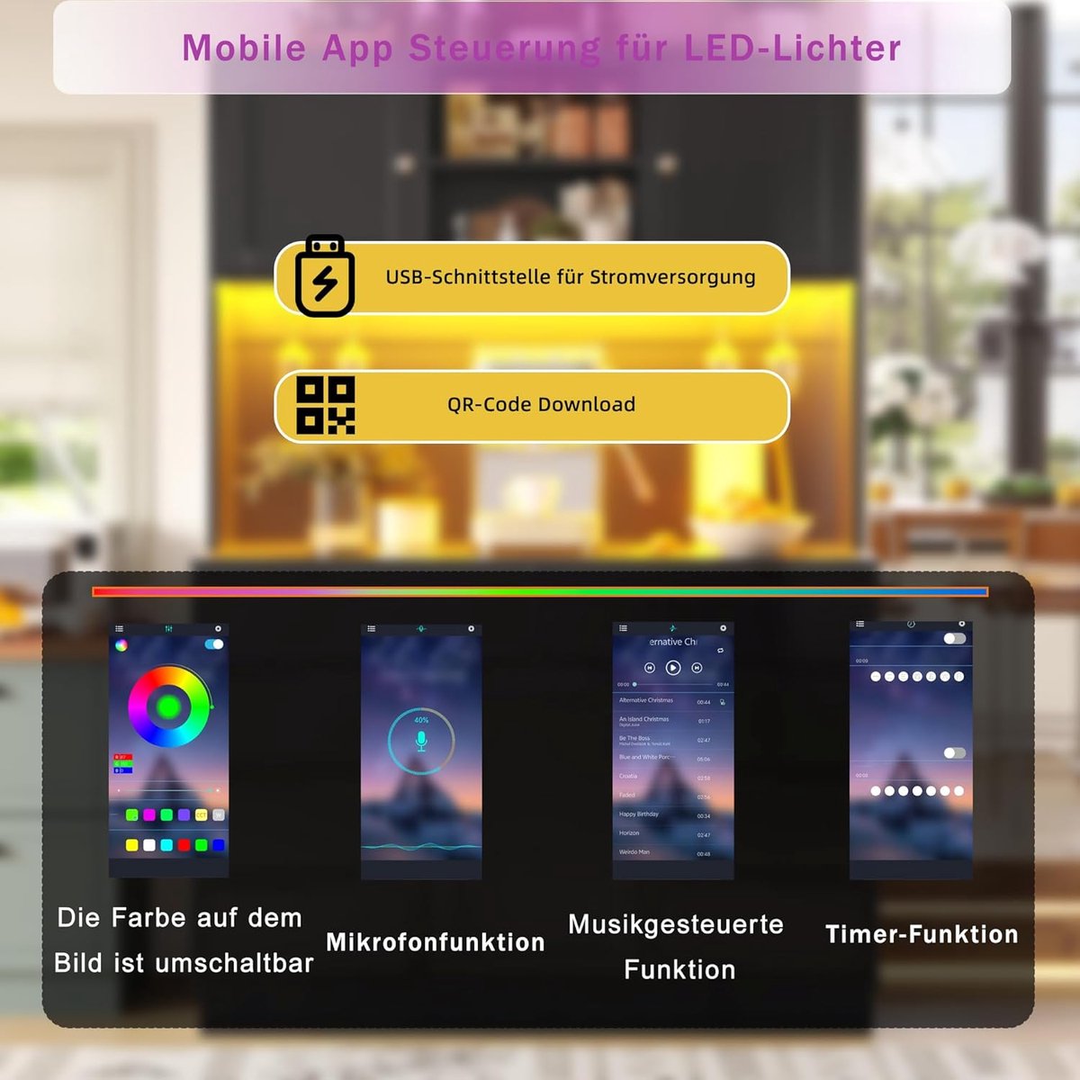 Tech-Elite Luxe Buffetkast met Smart LED, USB & 8 Laden (120x40x183 cm)