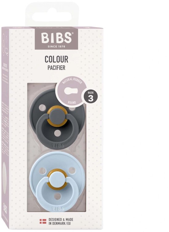 BiBS - Colour Collection - Stage 3 Fopspeen - 18+ maanden - 2 stuks - Iron / Baby Blue van BIBS — afbeelding 4