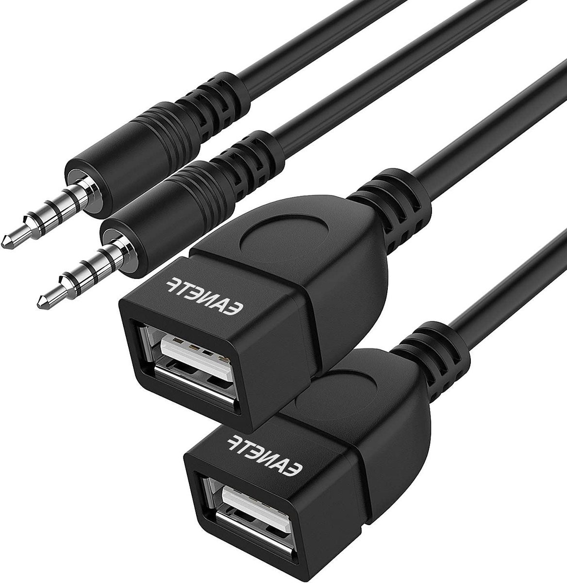 USB naar Aux Adapter - Muziek Adapter Auto - Muziek Afspelen Auto - MP3 Decoder Functie - 20 cm - Zwart