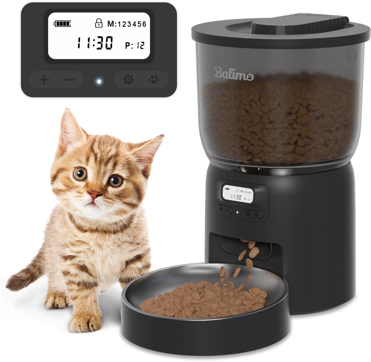 3L Automatische Voerbak Kat en Hond - Voerautomaat kat - Instelbaar Voedingsschema - met Timer - Zwart