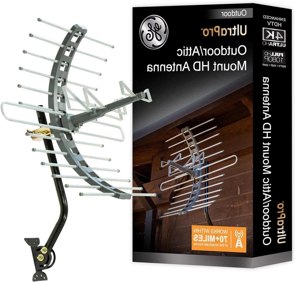 Digitale TV Antenne - Buitenantenne HDTV - Gratis TV Kijken - 100km Bereik - 70 Mijl - Grijs/Wit