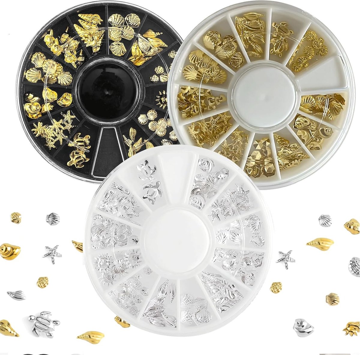 3D Metalen Nagel Charms in Sterrenbeeld en Schelp Design, 12 Stijlen voor Manicure en DIY Scrapbooking Decoratie