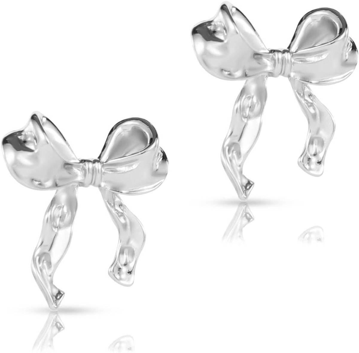 Schattige Strik Oorbellen van 925 Zilver, Modieuze Stud Oorbellen, Perfecte Cadeau voor Vrouwen en Meisjes, Verjaardag en Feestdagen