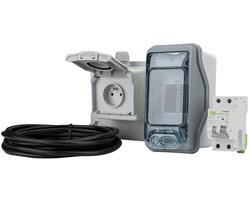 Stopcontact Elektrische Auto - EV Laadpunt - Thuis Opladen - IP54 Waterdicht - 5 meter kabel - Grijs