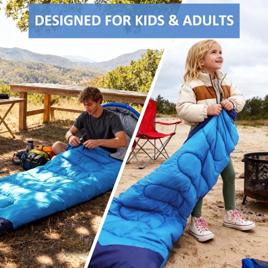 Slaapzak - Kampeerslaapzak Buiten - Kamperen Reizen - Waterdicht Anti-scheur - 190x80 cm - Blauw — afbeelding 4