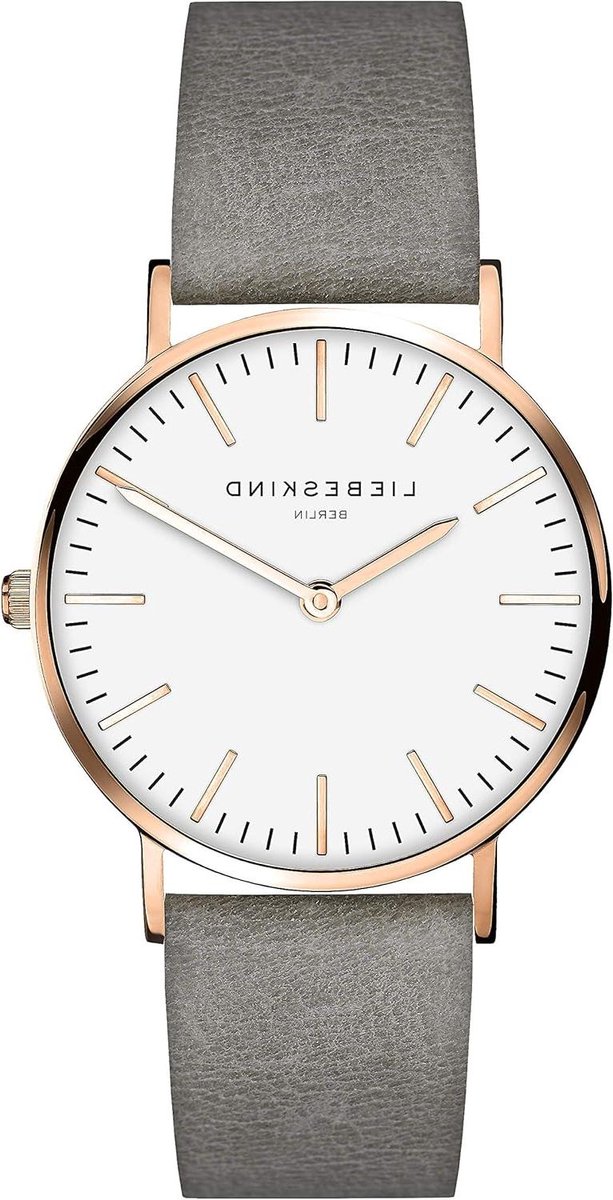 Dameshorloge Leer - Polshorloge Analoog - Dagelijks Gebruik - Minimalistisch Design - 34 mm Kast - Grijs