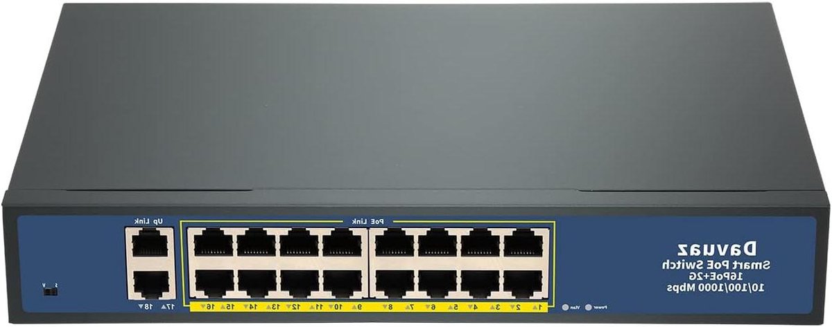 Gigabit PoE Switch - Netwerk Switch PoE+ - Netwerk Uitbreiden - 16 PoE+ poorten - 18 poorten - Zwart