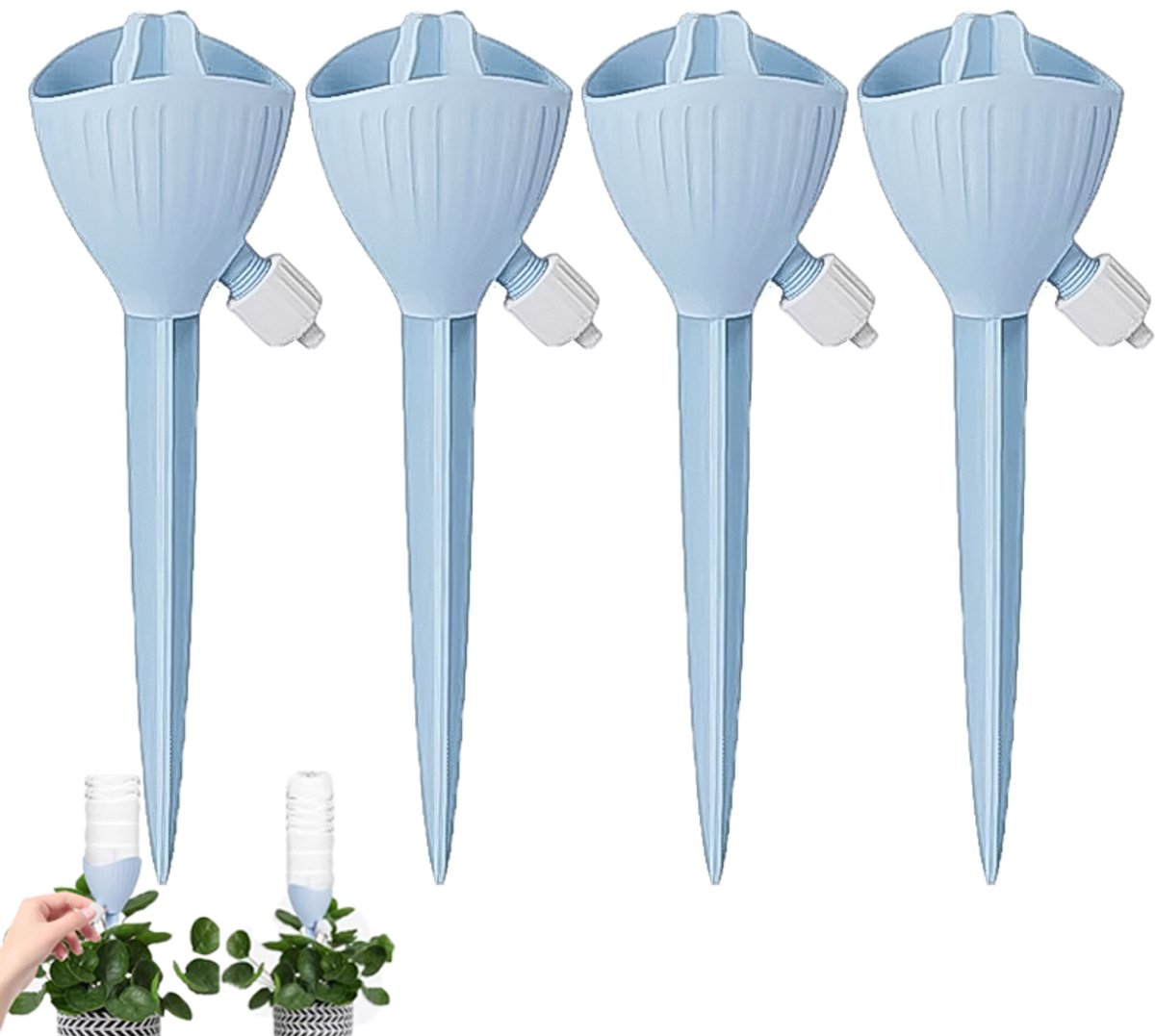 4 stuks - Plantenwaterbollen - druppelirrigatiesysteem - druppelirrigatie systeem - zelfwaterende plantenbakinzetstukken - plantenwaterapparaten - druppelirrigatieapparaten -Blauw - Geschikt voor binnen- en buitentuinplanten