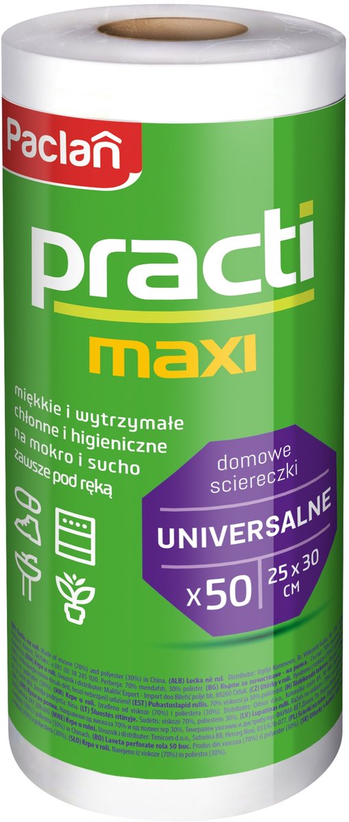 Paclan Practi - Schoonmaakdoek - 50 stuks - Perforated - Cellulose