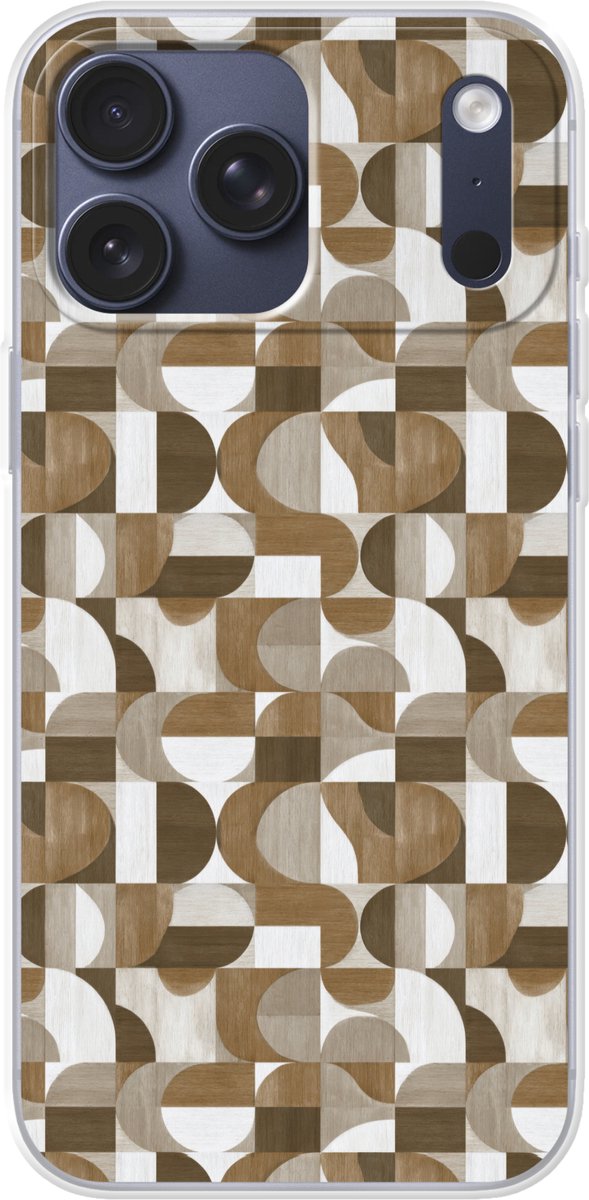 Telefoonhoesje Geschikt voor iPhone 17 Pro max hoesje - Abstract - Retro - Bruin - Siliconen Telefoonhoesje Telefoonhoesje